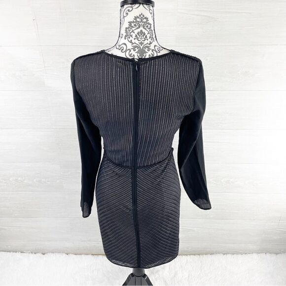 Reiss Chloe Sheer Sleeve Striped Lace Fitted Dress - Picture 6 of 10